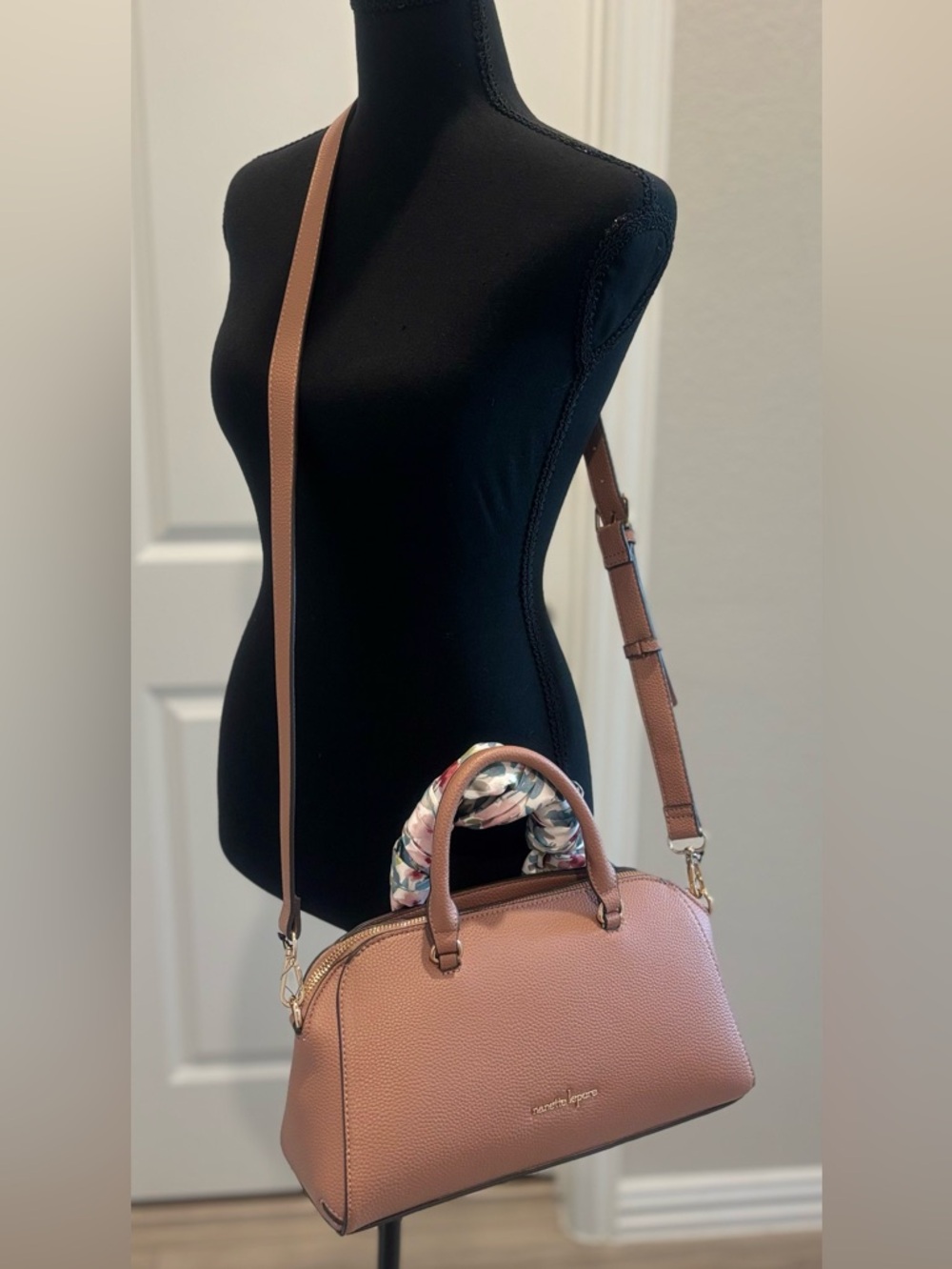 Nanette Lepore Pebbled Crossbody Lavinia Satchel with Floral Scarf - Picture 3 of 9